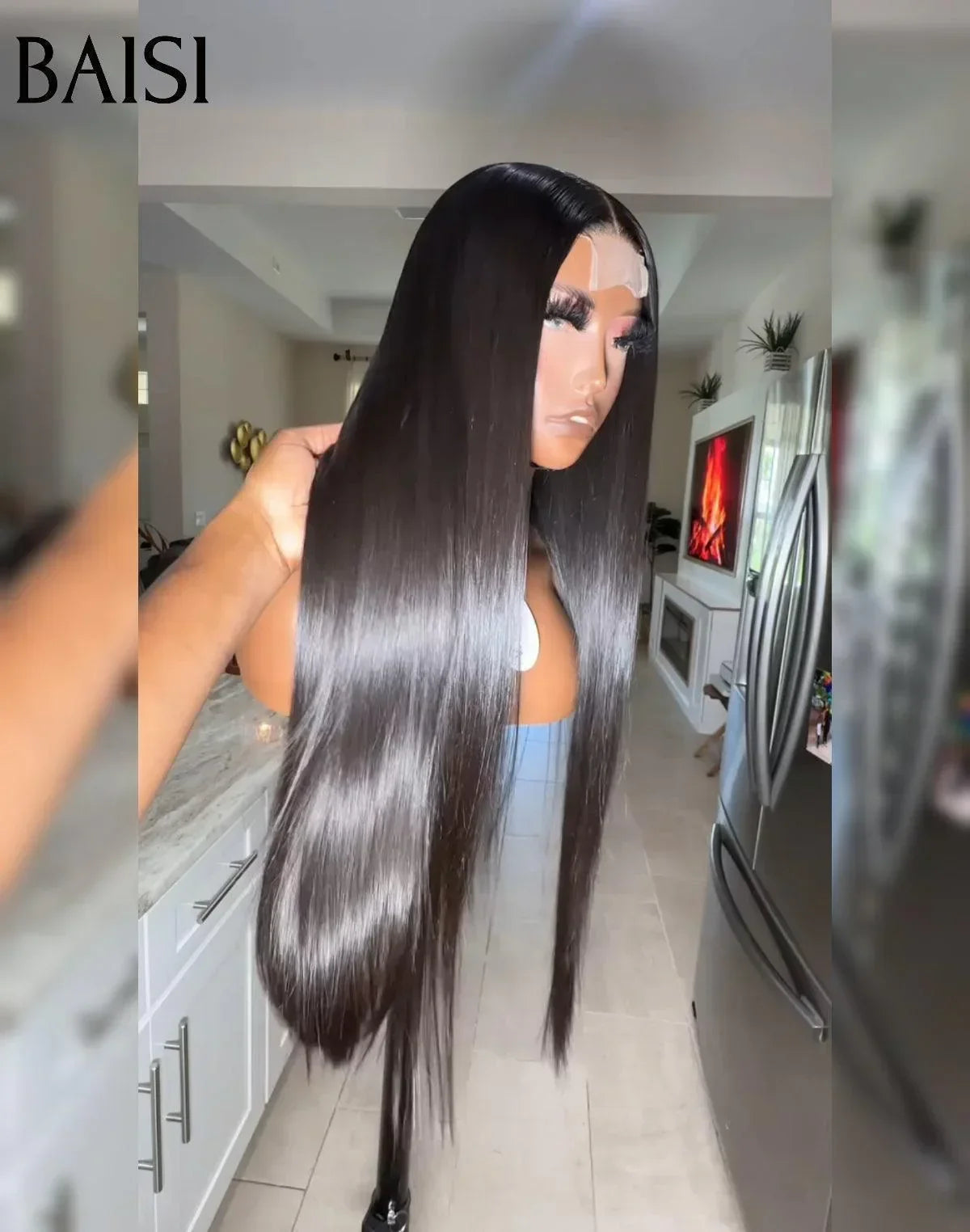 BAISI Achetez 2 perruques minimum au prix d'usine fournisseur 13x4 Lace Perruque Lisse 200%densité en 100% Raw Hair ( pas besoin de code)