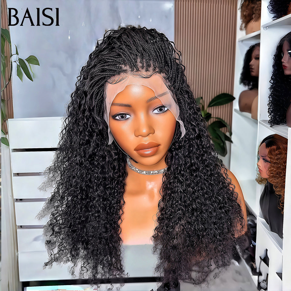 BAISI Nouveautés BLACK FRIDAY Arrivage perruque lace frontal 13x4 avec coiffure tressée natte 20 pouce Bas Prix 109€ en 100% Cheveux Humains