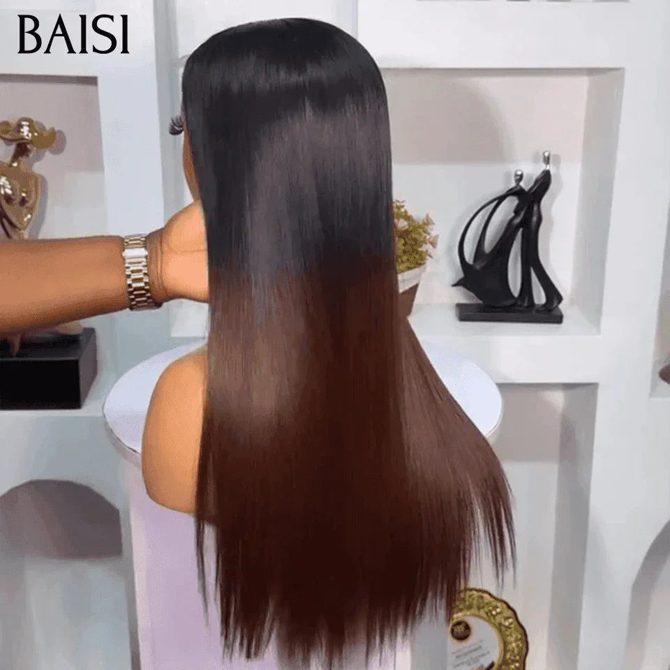 BAISI 2X6 Straight Bob Wig In Brown #1BT4 vietnam hair luxury 250% density 12Inches in 100% Human Hair
