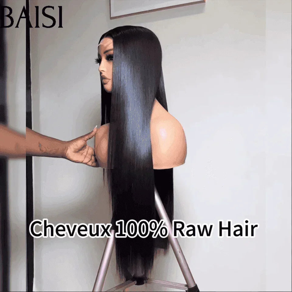 BAISI Achetez 2 perruques minimum au prix d'usine fournisseur 4x4 Closure Perruque lisse En 100% Cheveux Humains En Cheveux Indians Brésiliens De Bonne Qualité (Pas besoins de code)