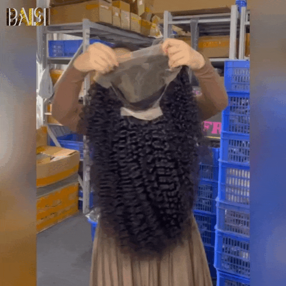 BAISI 13X4 frontal perruque trop longue curly en 100% cheveux humains