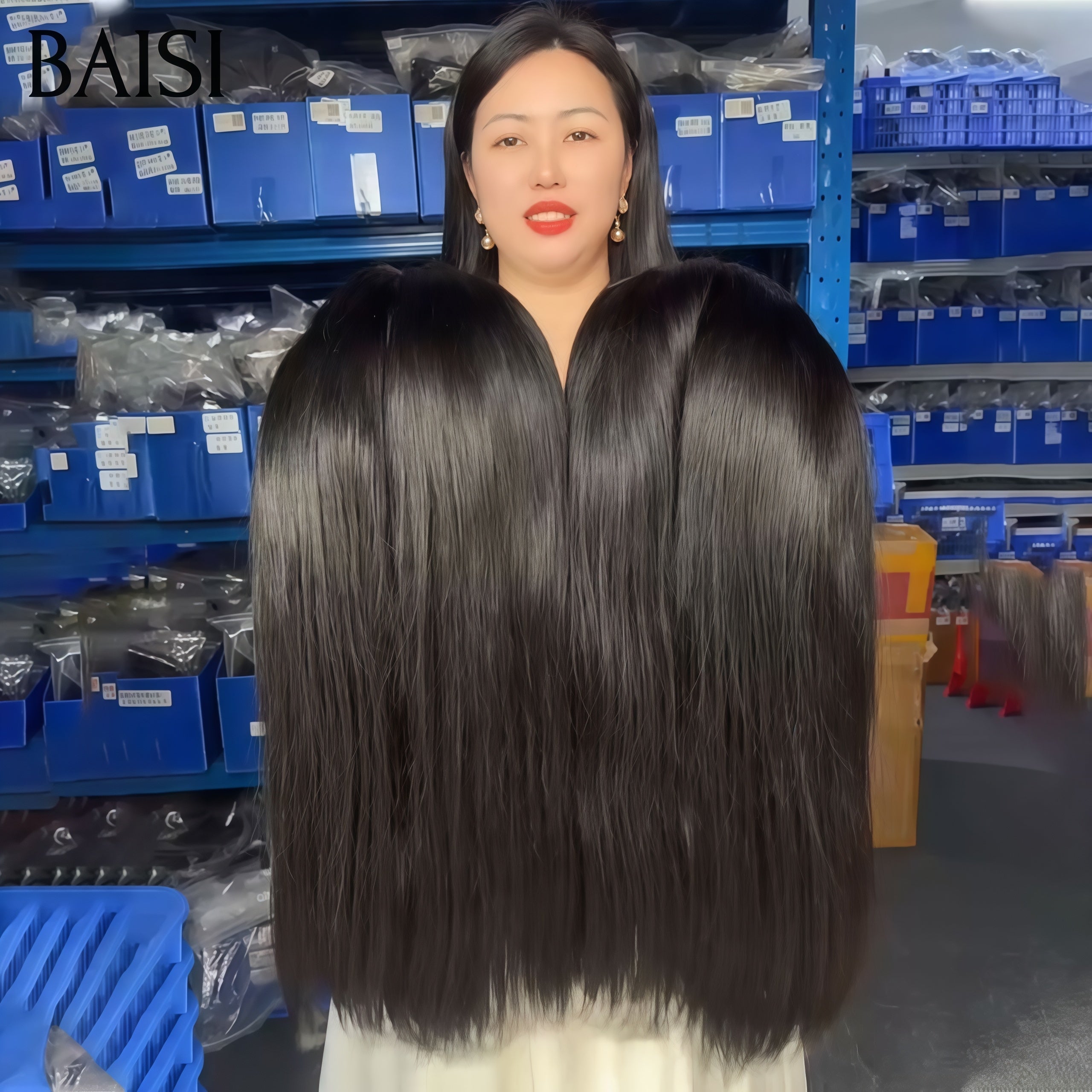 BAISI PROMO BLACK FRIDAY lace frontal 13x4 Perruque Lisse NOIR 1B# 18 pouces 89€ en 100% Cheveux Humains