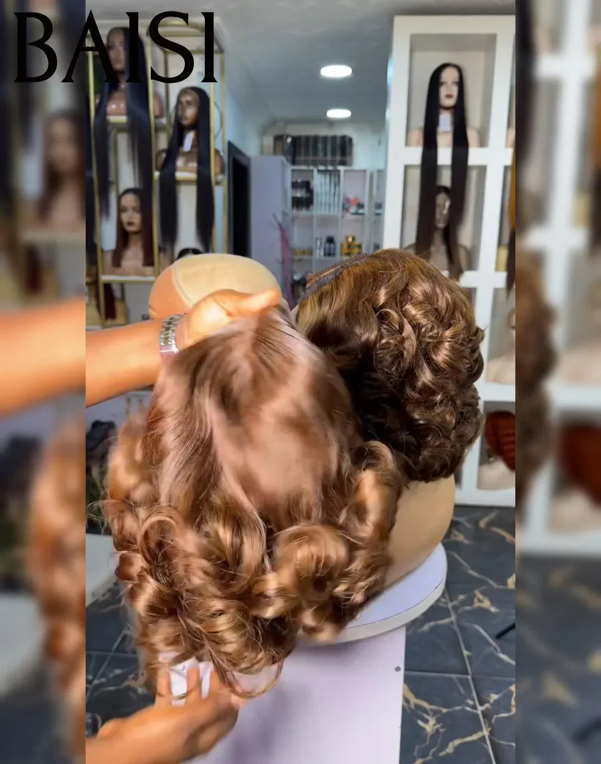 BAISI 13X4 lace Curly Egg Wave Wig Custom Colors 18 Inches 300% Density €198 in 100% Human Hair