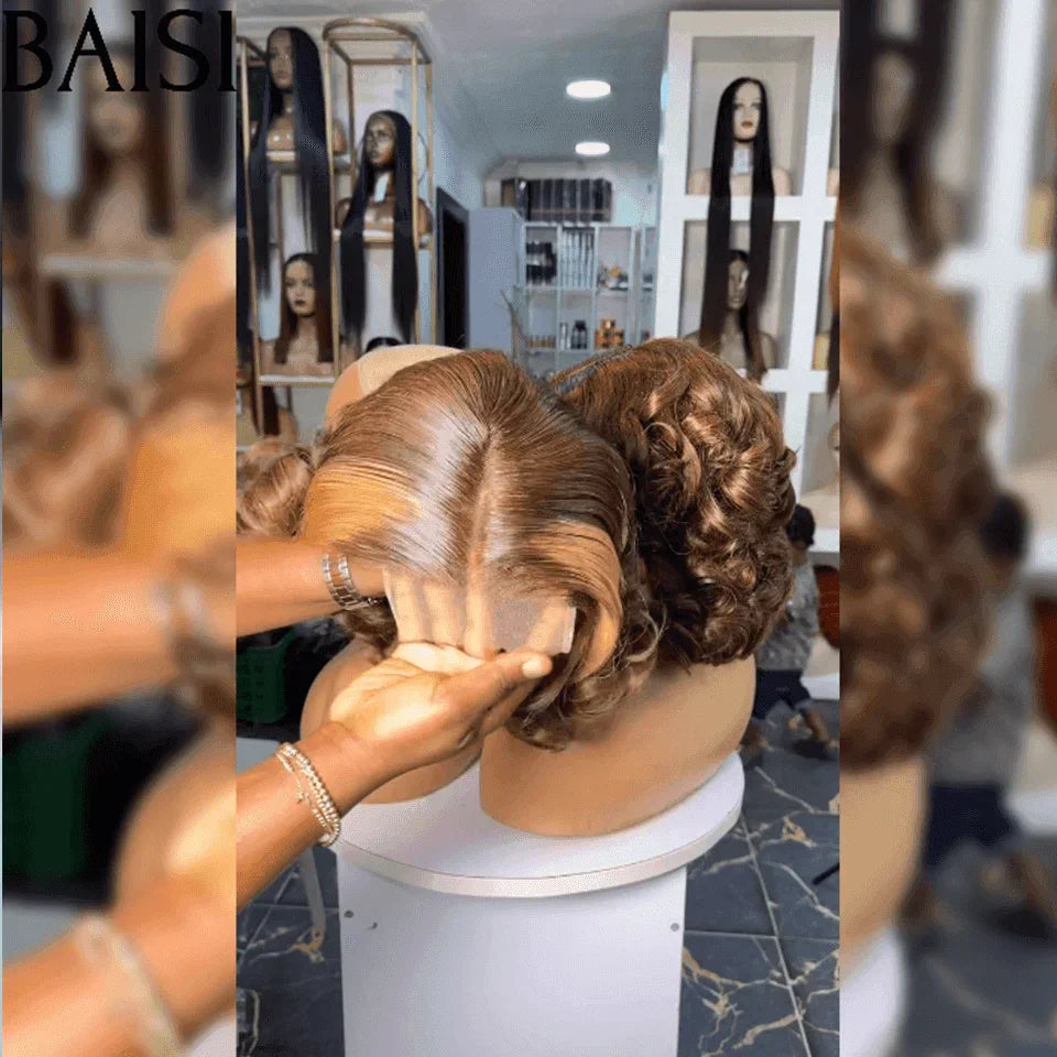 BAISI 13X4 lace Curly Egg Wave Wig Custom Colors 18 Inches 300% Density €198 in 100% Human Hair