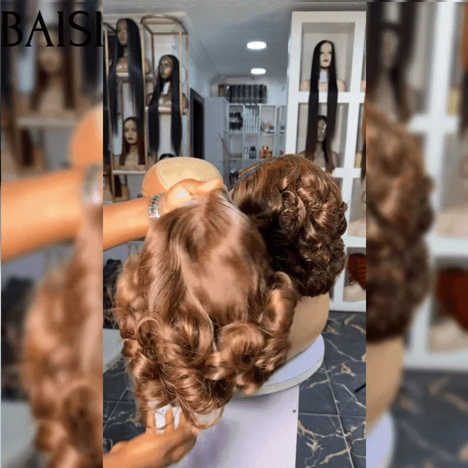 BAISI 13X4 lace Curly Egg Wave Wig Custom Colors 18 Inches 300% Density €198 in 100% Human Hair