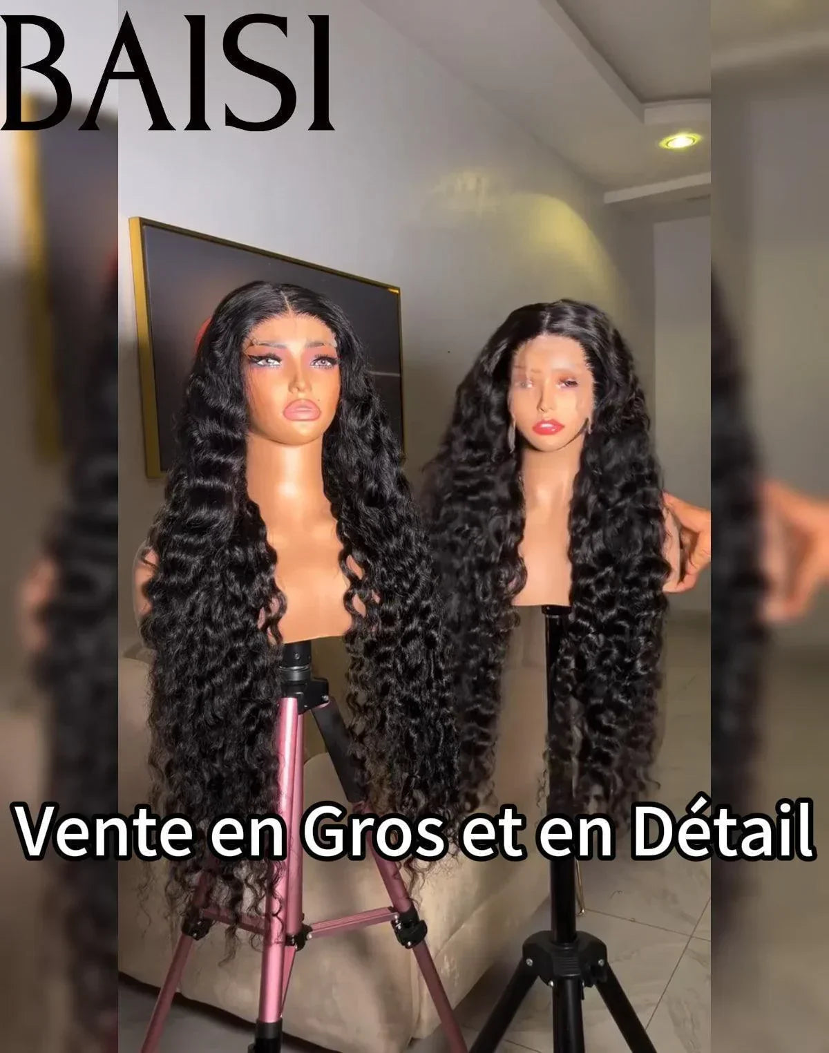 BAISI Achetez 2 perruques minimum au prix d'usine fournisseur 13X4 frontal perruque trop longue deep wave en 100% cheveux humain