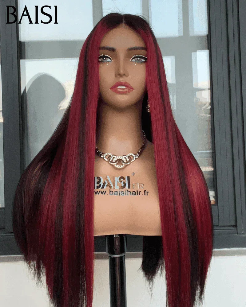 BAISI 13x4 Lace Frontal Parrucca Liscia Rosso Scuro o 1 Liscia rossa mista 20 pollici 2X6 capelli vietnamiti 189€ in 100% Capelli Umani