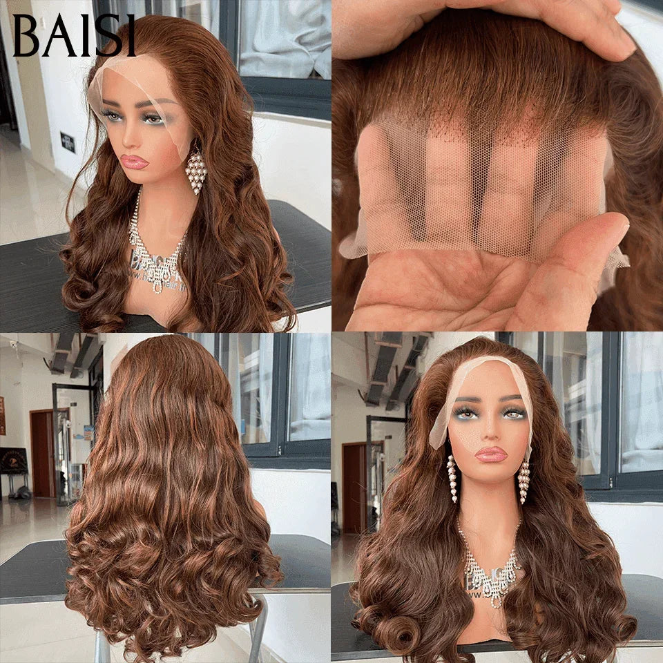 BAISI 13x4 Lace Frontal Perruque 4 Perruques en gros 579€ Body Wave Rouge Bordeaux 99J ou NOIR ou Marron ou Mixte 250% densité en 100% Cheveux Humains BS65