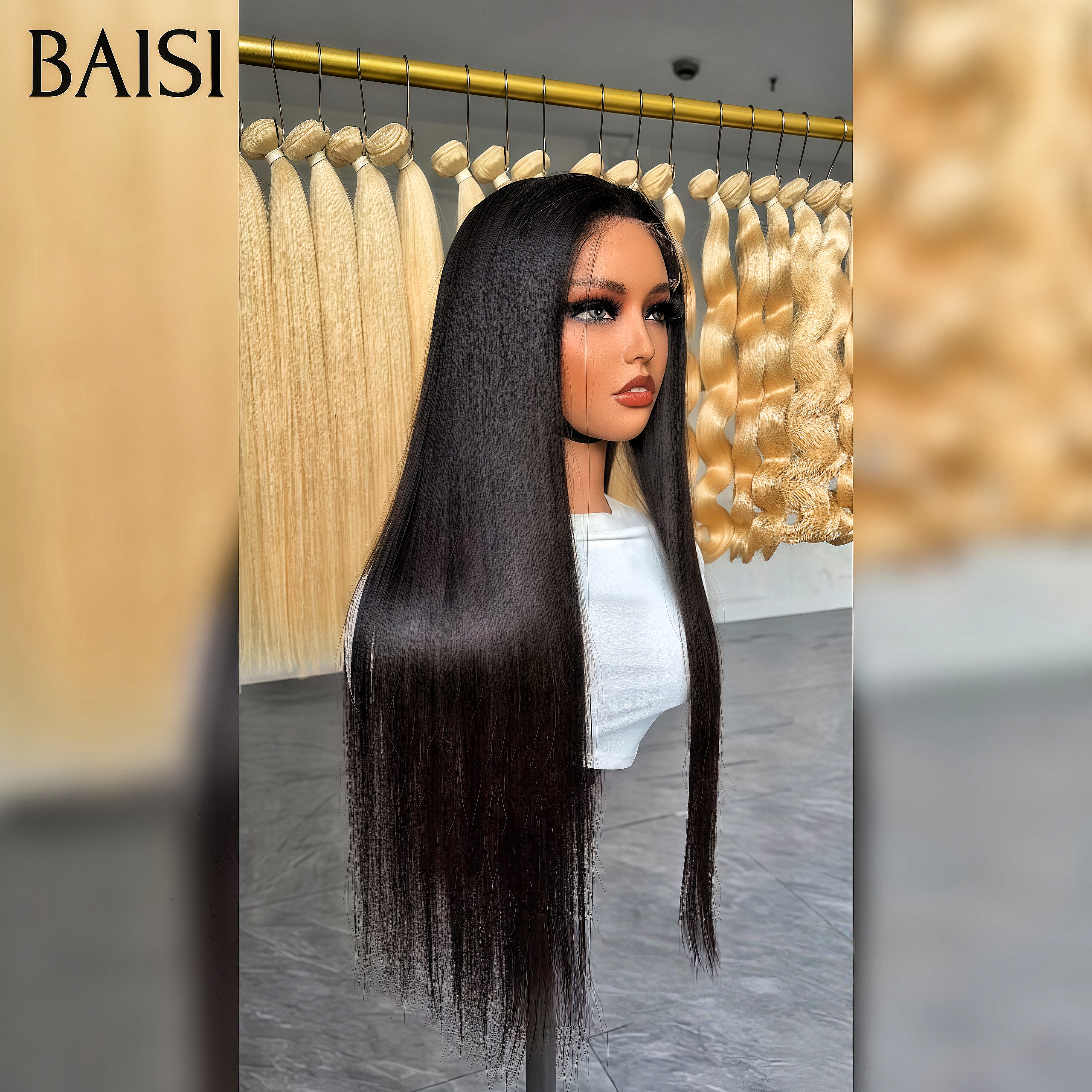 BAISI Kaufen Sie 5 Stück FABRIKPREIS Chinesisch geschnittene lange gerade Honigperücke mit Pony (kein Code erforderlich)