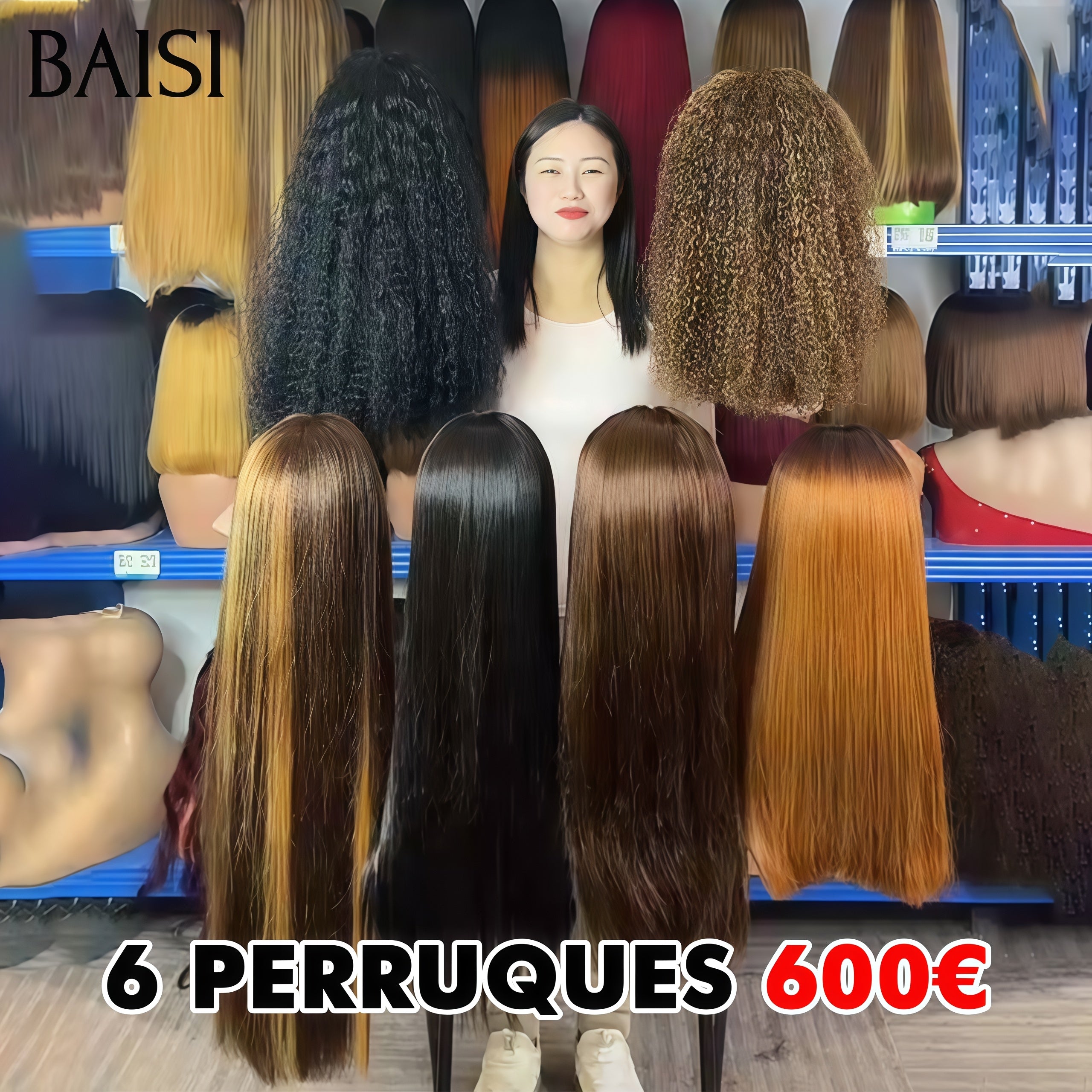 BAISI Promotion Black Friday 6 perruques 600€ 13x4 lace frontal Lisse et deep wave 6 couleurs en 100% Cheveux Humains