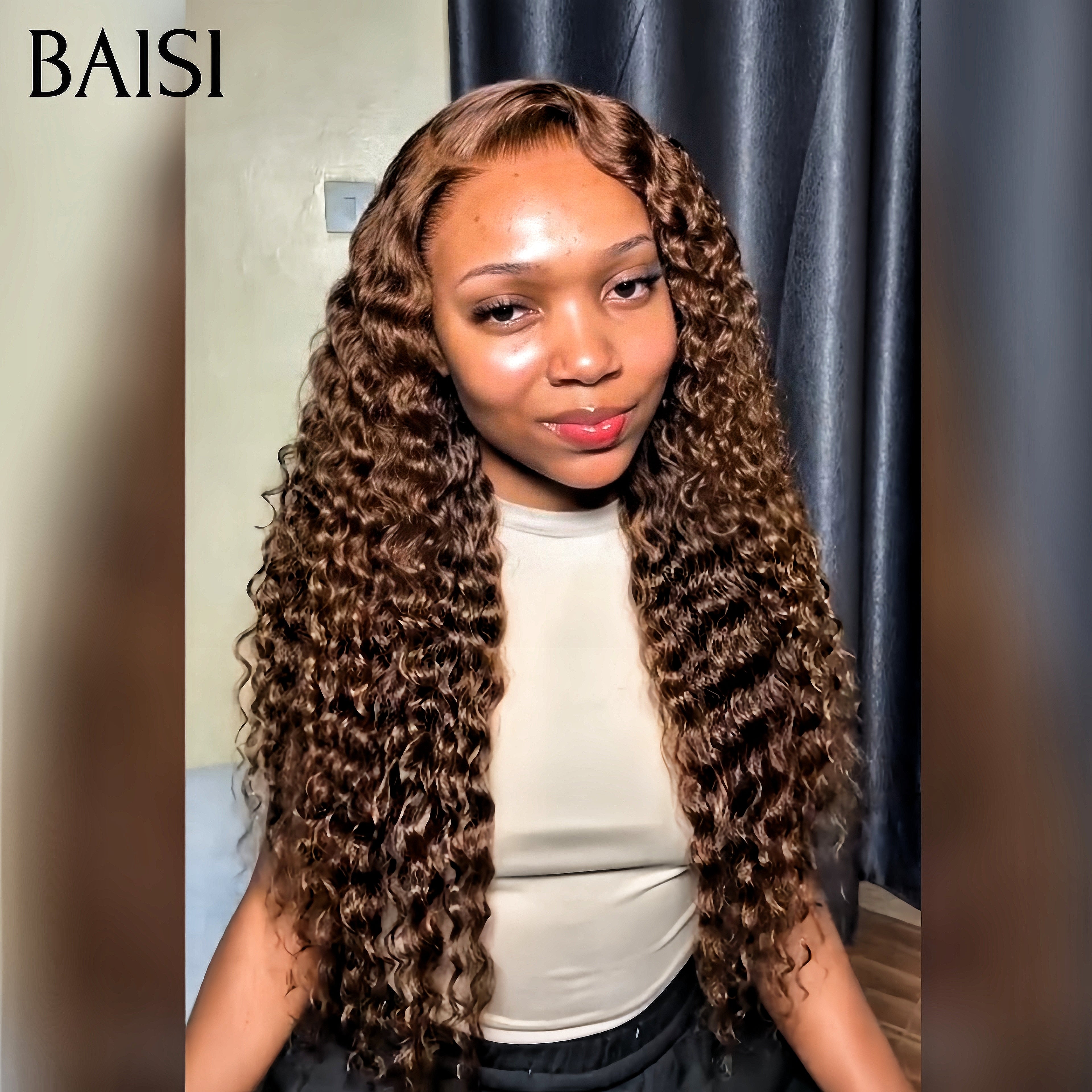 BAISI 13X4 Frontal Straight Wig In red-black-red color In 100% Real Human Hair