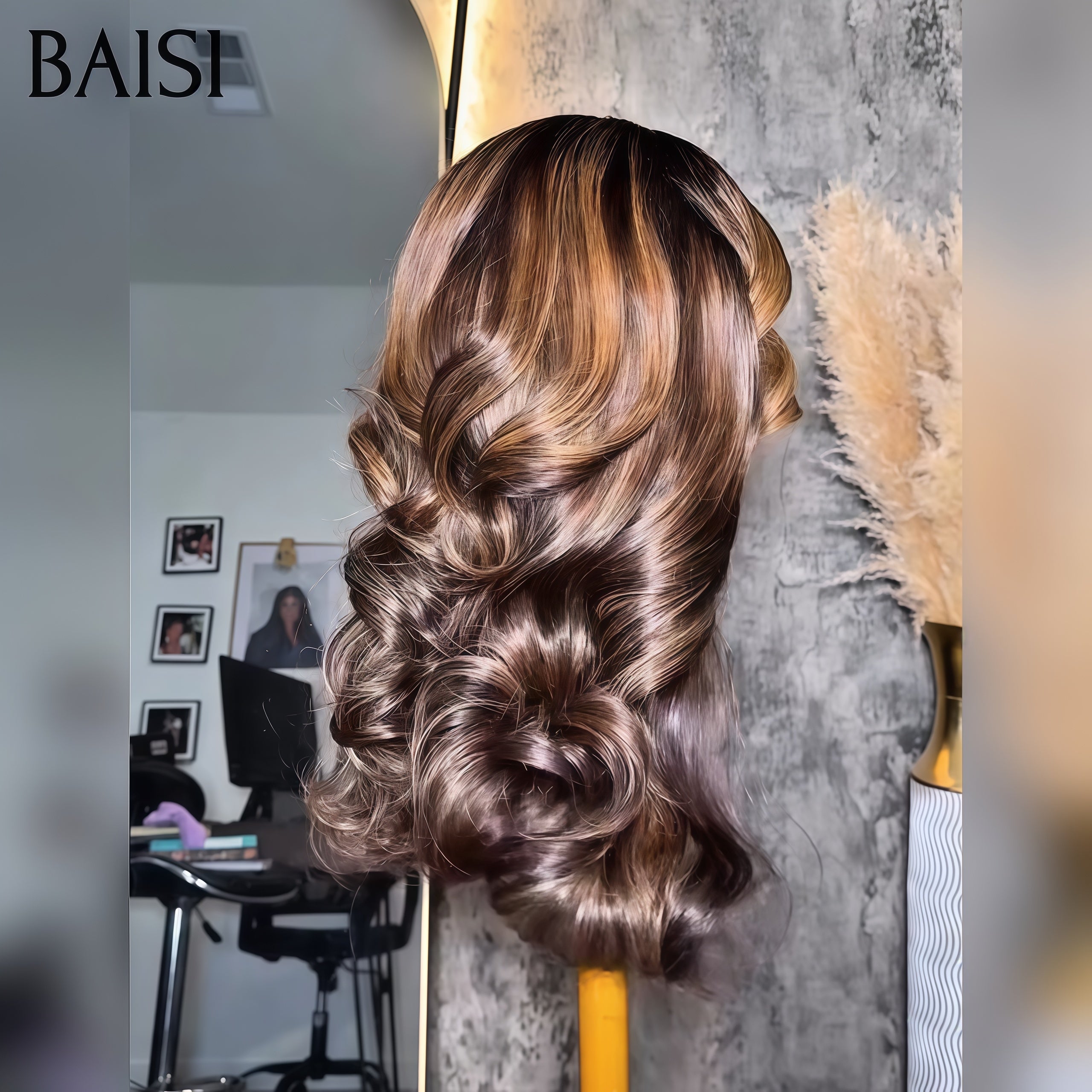 BAISI 13x4 Lace Frontal Wig Natural Wave #4 mixed orange in 100% Human Hair