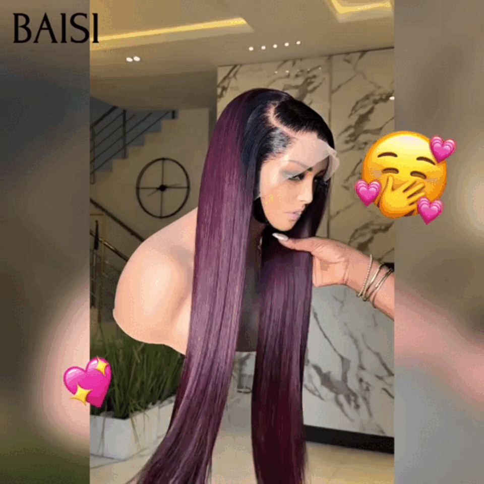 BAISI Custom Wig Bordeaux Red 99J# Smooth Good Quality