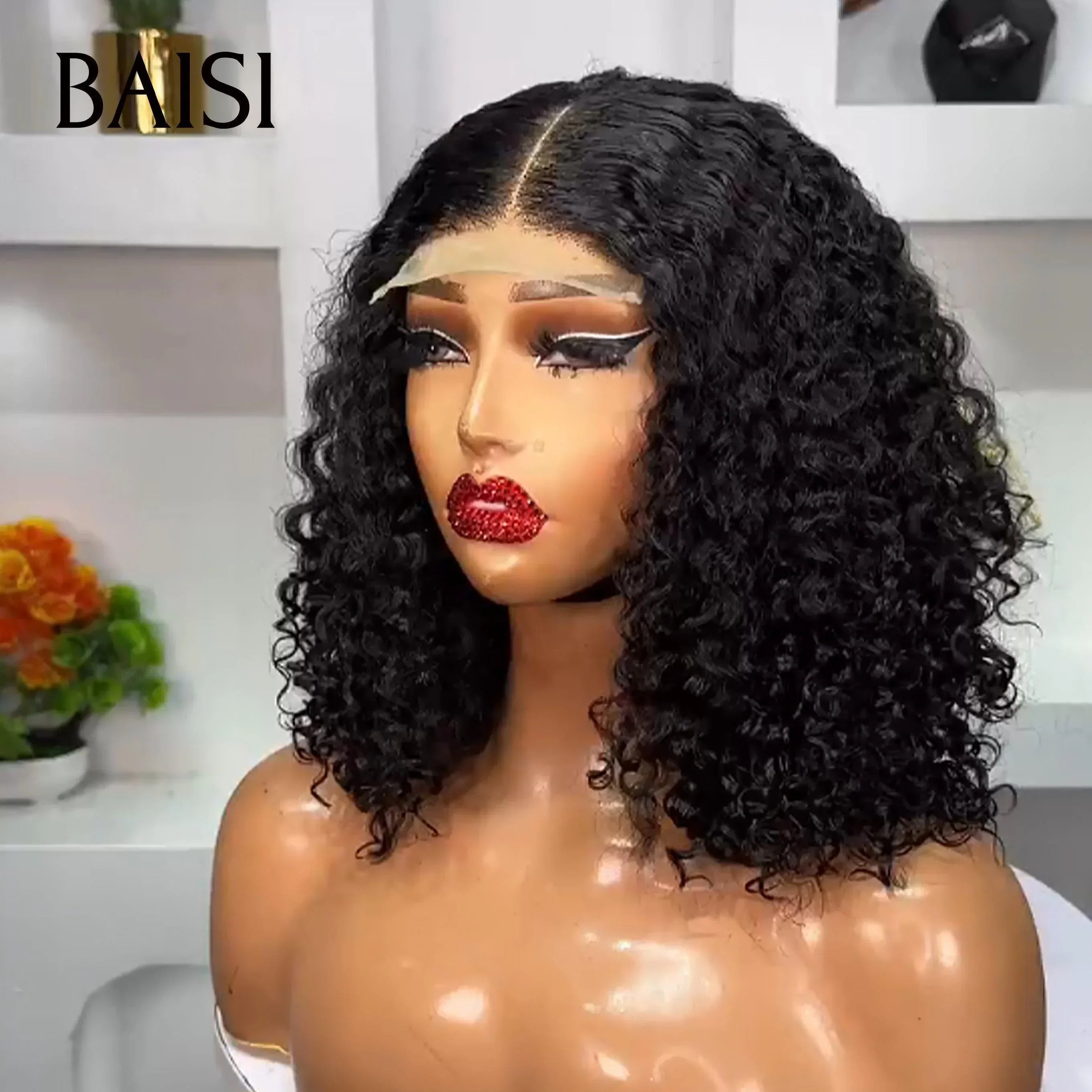 Peluca Frontal de encaje BAISI 13x4 onda profunda marrón claro en cabello humano 100% Real