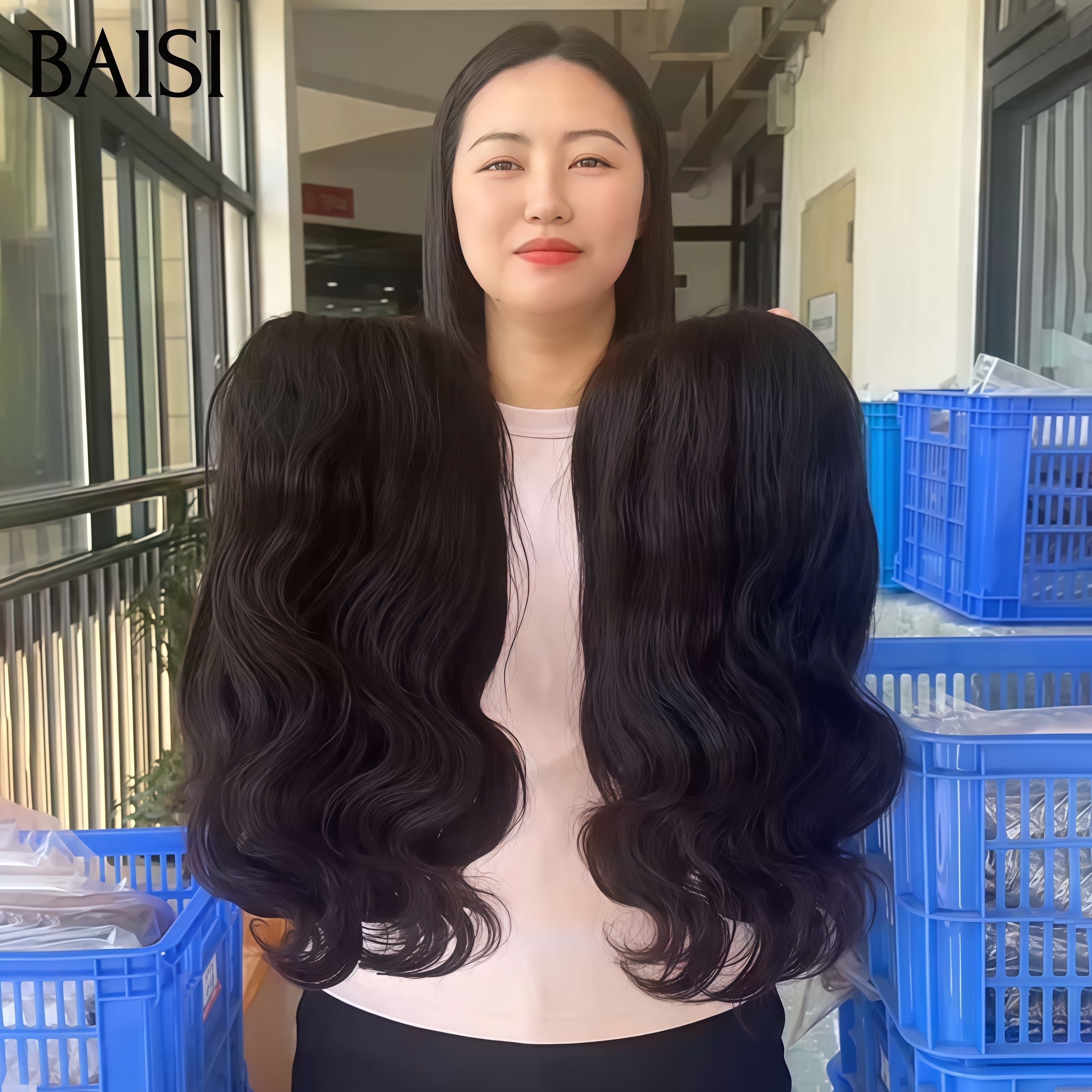 BAISI PROMO Le plus BAS PRIX 69€ Perruque Body wave NOIR avec 13x4 lace frontal 14 Pouces en 100% Cheveux Humains