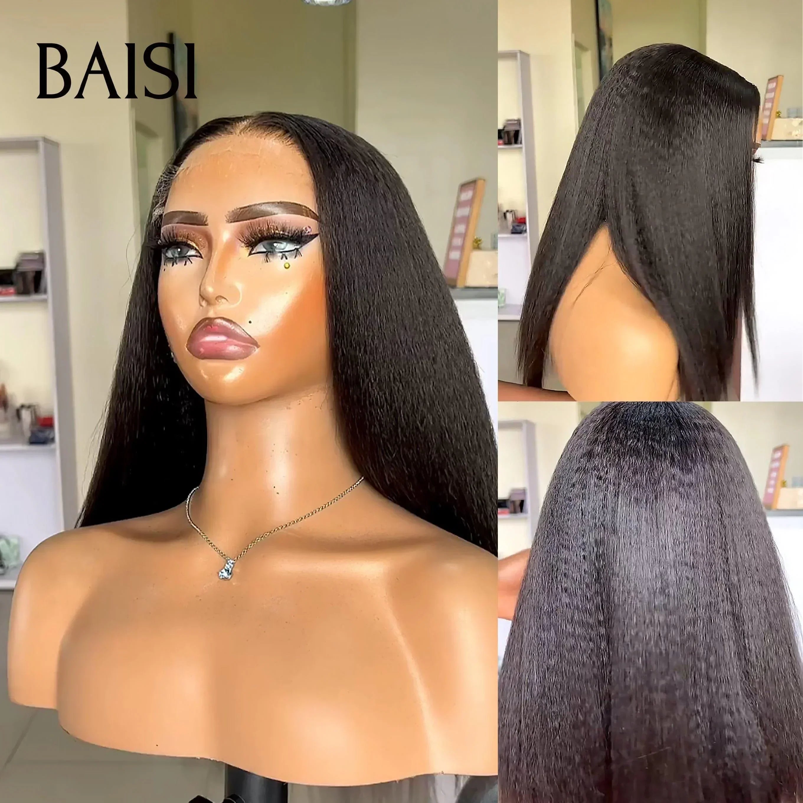BAISI 4X4 wig 18Inches €126 In Black color half price Smooth or kinky Straight €106 in 100% human hair MP50