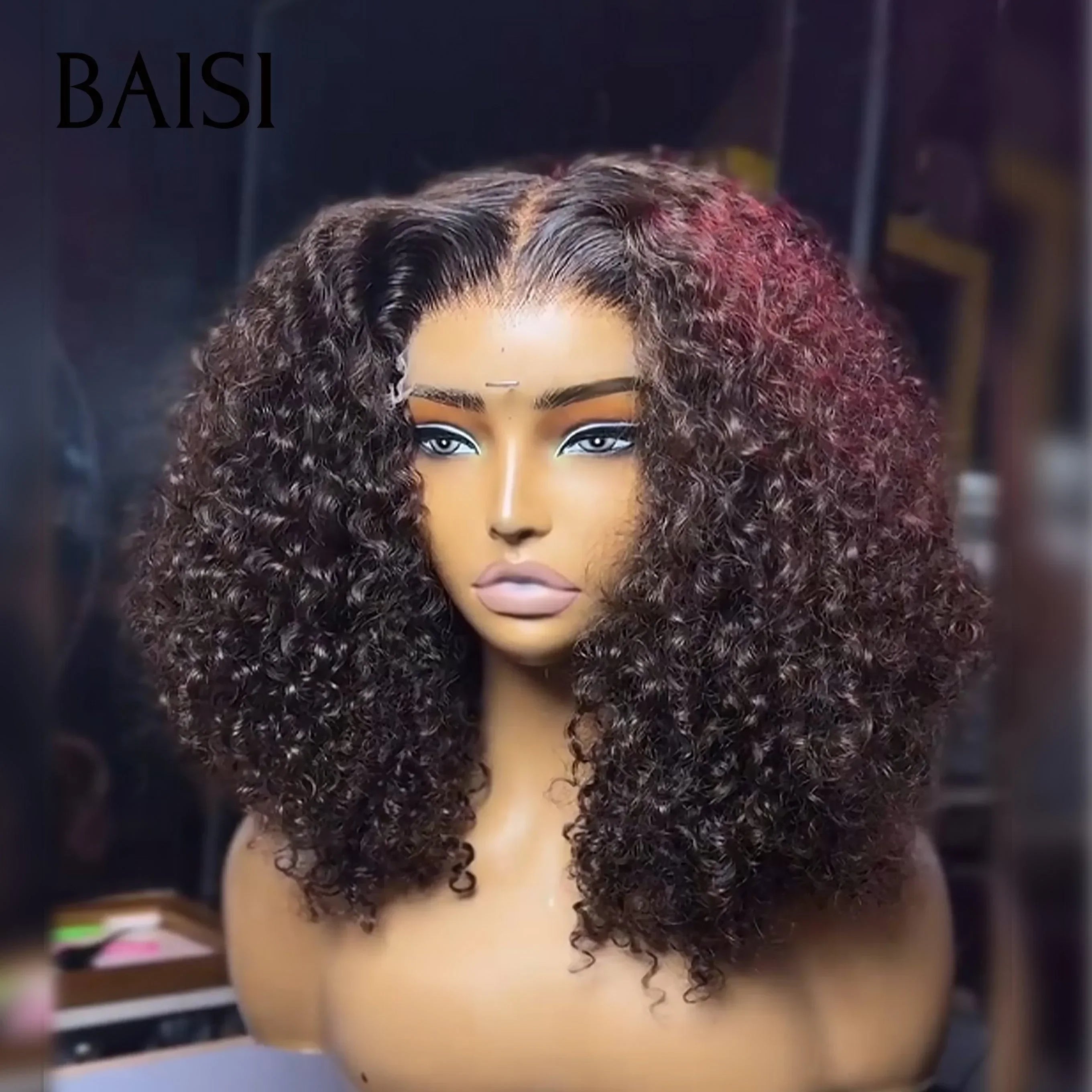 Peluca Frontal de encaje BAISI 13x4 onda profunda marrón claro en cabello humano 100% Real