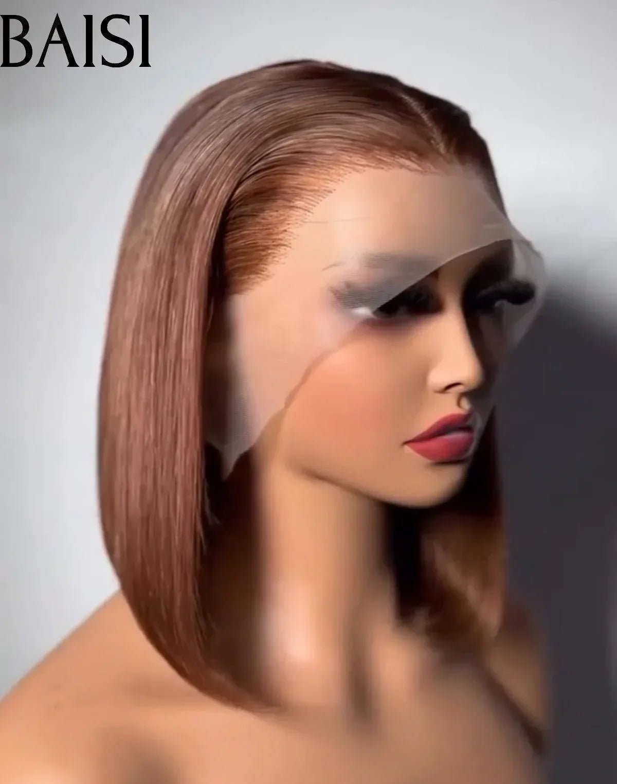 BAISI HAIR FR 13X4 Perruque carrée lisse en couleur Marron 4# en 100% vrais cheveux humains