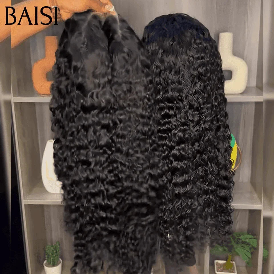 BAISI 4X4 Closure Perücke, zu lang, tief gewellt, 100 % Echthaar