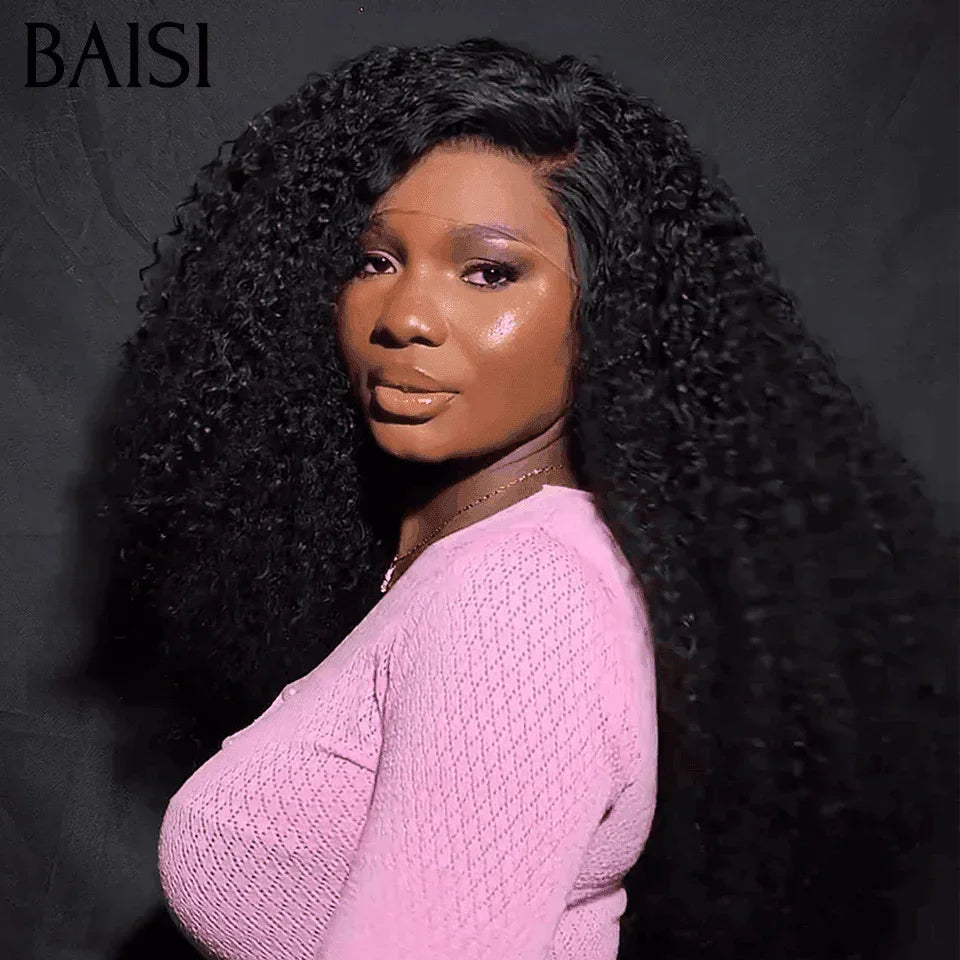 BAISI 300% Volume grande lace Frontale 13X4 perruque Curly à moitié prix 189€ en 100% cheveux humains MP50