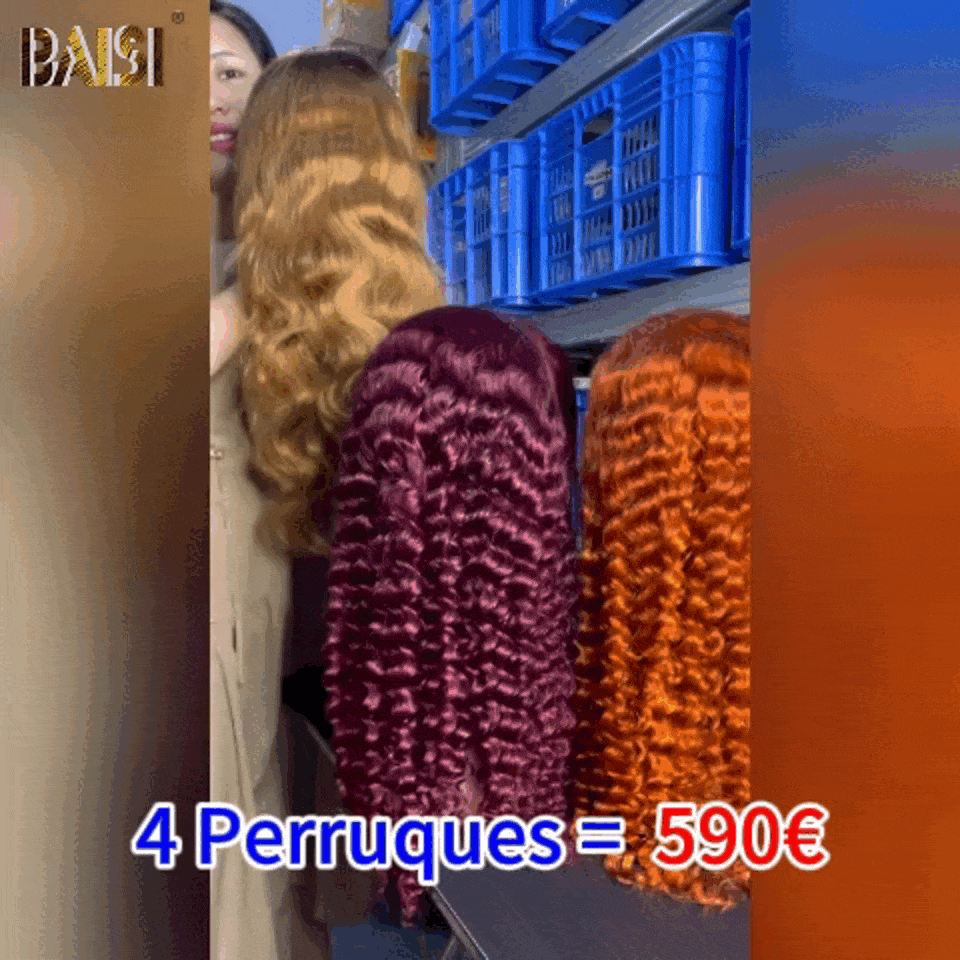 BAISI HAIR FR Lotto Di 4 Parrucche Ondulate Colorate 510€ In 100% Capelli Umani (Nessun Codice Necessario)