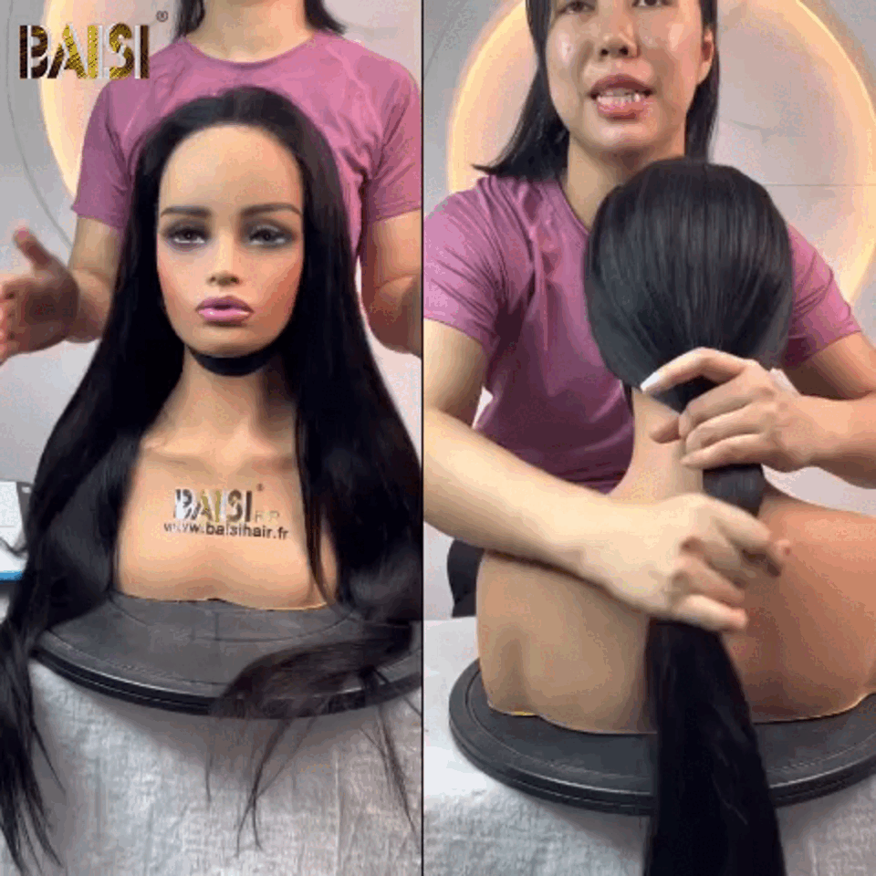 BAISI Achetez 2 perruques minimum au prix d'usine fournisseur 13x6 Lace Frontal Perruque Lisse Sans Colle Lace déjà couper Facile à Porter en 100% Raw Hair