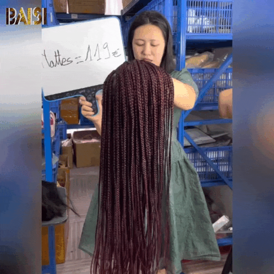 BAISI Full lace wigs two colors braids red-pink black two sides two colors fashionable synthetic hair