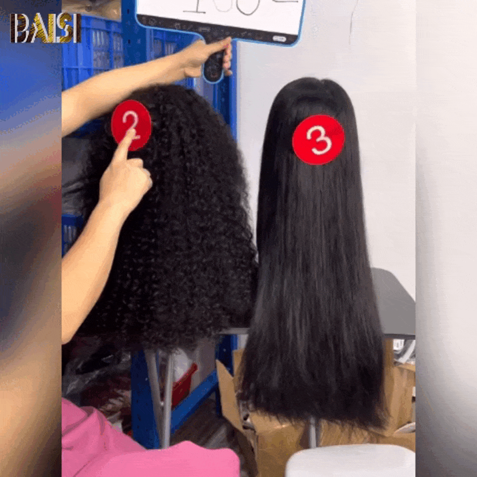 BAISI 13X4 Perruques de Luxe Curly 20 pouce ou Lisse 18 pouce A1 Fabriquées par les cheveux double drawn mèches vièges Vietnam Hair 250% densité plus de 20 ans d' utilisations VIP100