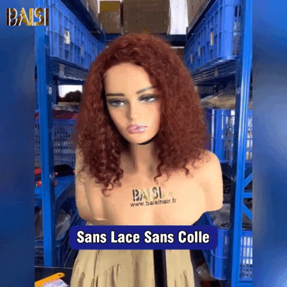 BAISI Acquista almeno 2 parrucche al prezzo di fabbrica fornitore 4x4 BOB parrucca riccia colore #4 Pre-pizzicata Non serve colla in 100% Capelli Vergini Lace già tagliata (Non serve codice)