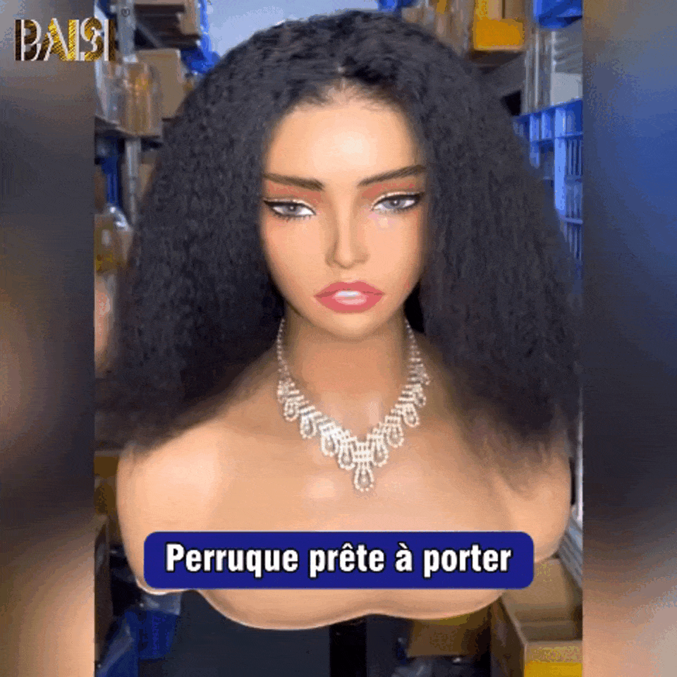 BAISI Achetez 2 perruques minimum au prix d'usine fournisseur Perruque Kinky Straight Yaki Sans Colle Lace déjà couper Facile à Porter En 100% Cheveux Humains (Pas Besoin de Code)
