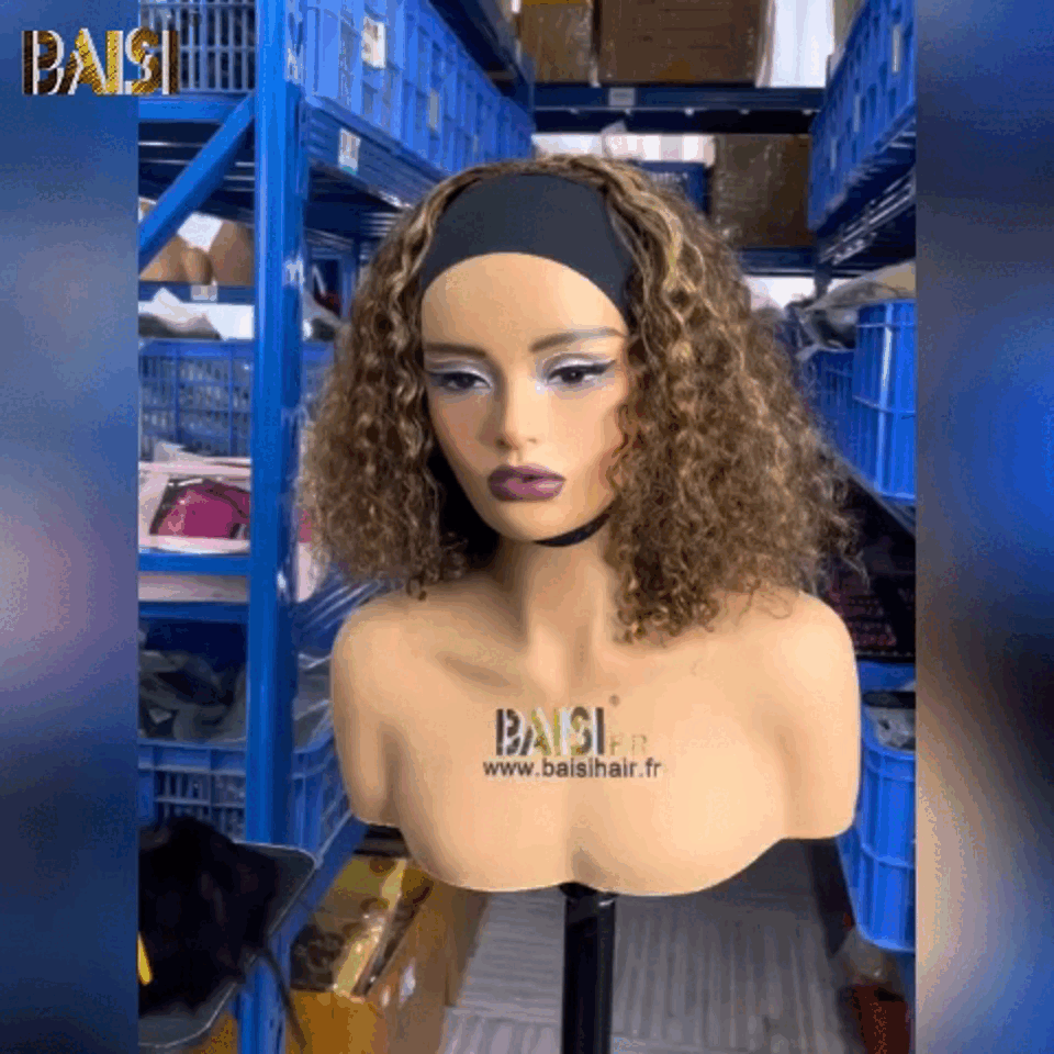 BAISI AMINATA #4MIX#27 Peluca con diadema rizada hecha a máquina
