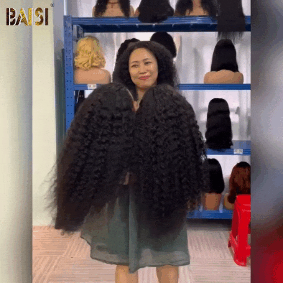 BAISI 4x4 closure parrucca riccia in 100% capelli umani indiani brasiliani di buona qualità