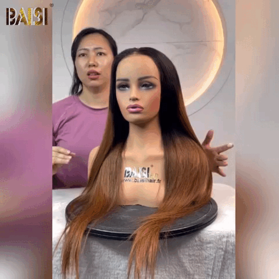 BAISI Achetez 2 perruques minimum au prix d'usine fournisseur Frontal Lace Perruque Lisse En Couleur Marron 1BT4# sans solle (Pas Besoin de Code)