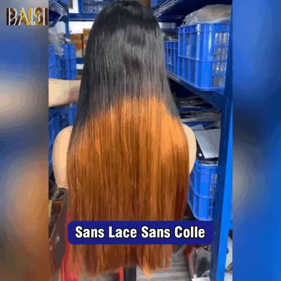 BAISI 2X6 Perruques de Luxe Lisse sans colle en couleur Marron et Noir 1BT30# A1 Fabriquées par les cheveux double drawn mèches vièges volume 300% densité plus de 20 ans d' utilisations B