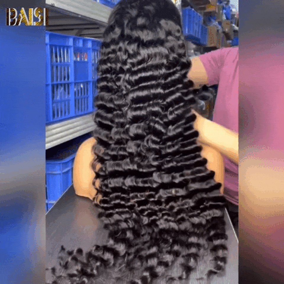 BAISI Achetez 2 perruques minimum au prix d'usine fournisseur 13x4 Lace Frontal Perruque Deep Wave En 100% Cheveux Humains (Pas Besoins De Code)