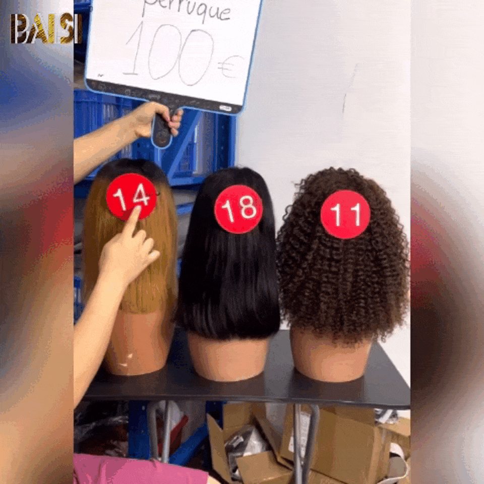 Peruca BAISI em promoção mel reto 10 polegadas / preto reto 12 polegadas / franja marrom encaracolada 14 polegadas 100% cabelo humano de boa qualidade CÓDIGO: FR20