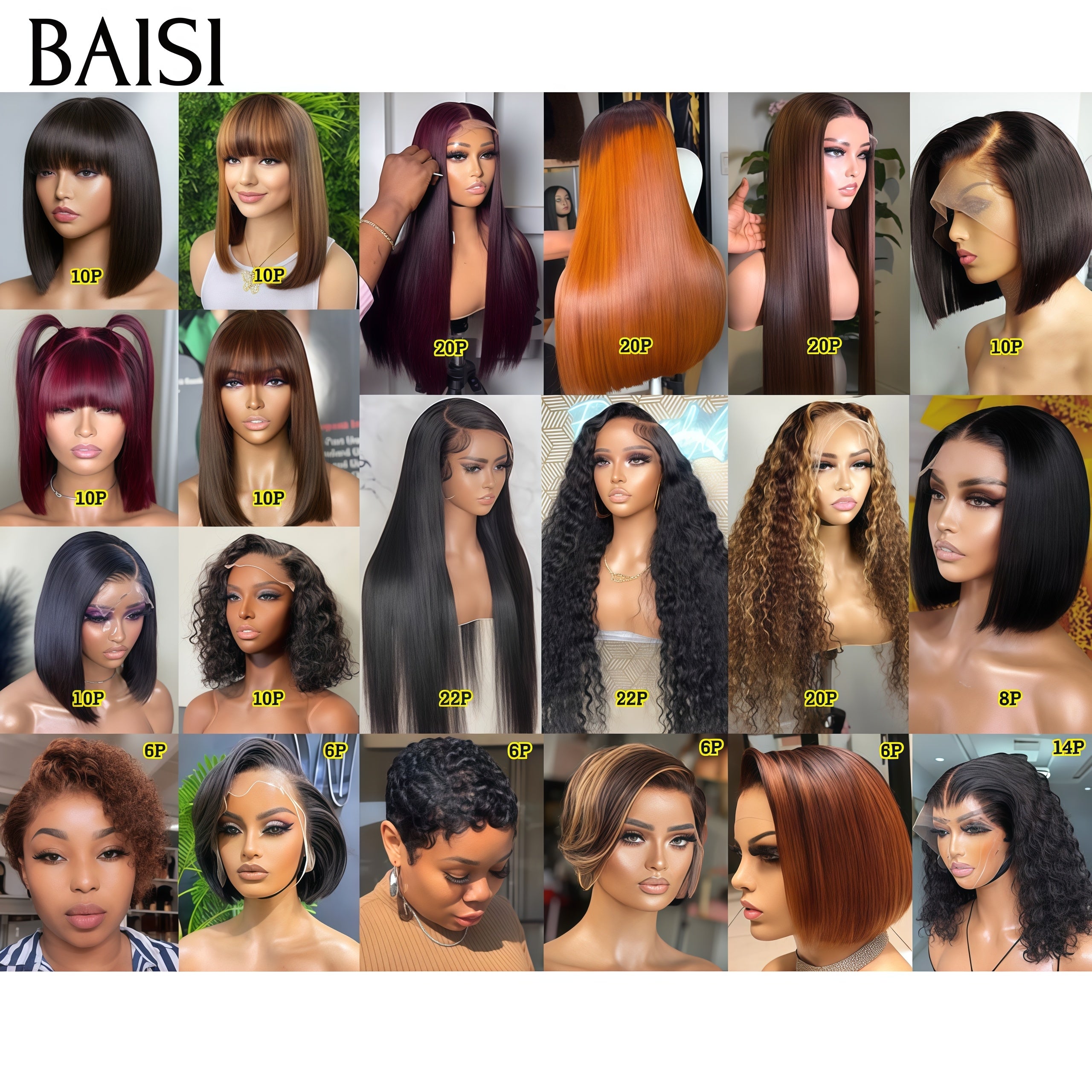 BAISI 20 Perücken 2000€ aus 100 % echtem Menschenhaar, CODE: VIP400