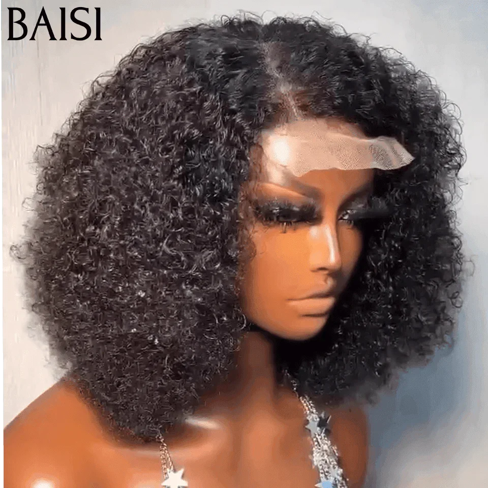 BAISI 4x4 Closure 100% Human Hair Curly Curly Wig