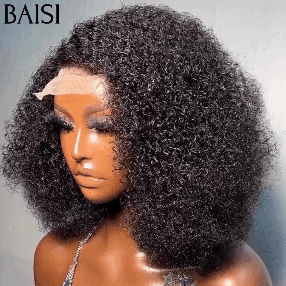 BAISI 4x4 Closure 100% Human Hair Curly Curly Wig