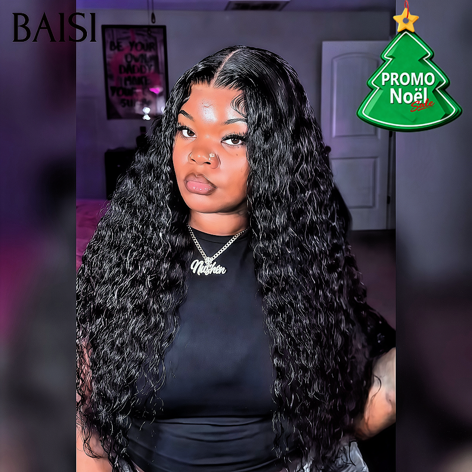 BAISI 13X4 Parrucche di lusso con onda riccia primaverile in colore NERO Mix Miele 1B#27#A1 Realizzate con capelli vergini con doppio volume di capelli disegnati in capelli umani al 100%