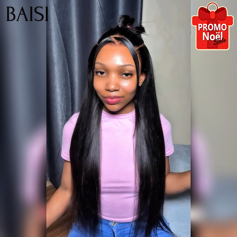 BAISI 13X6 Parrucche di lusso Diritte di alta qualità 18 pollici Densità del 250% A2 Realizzate con capelli doppiamente disegnati B