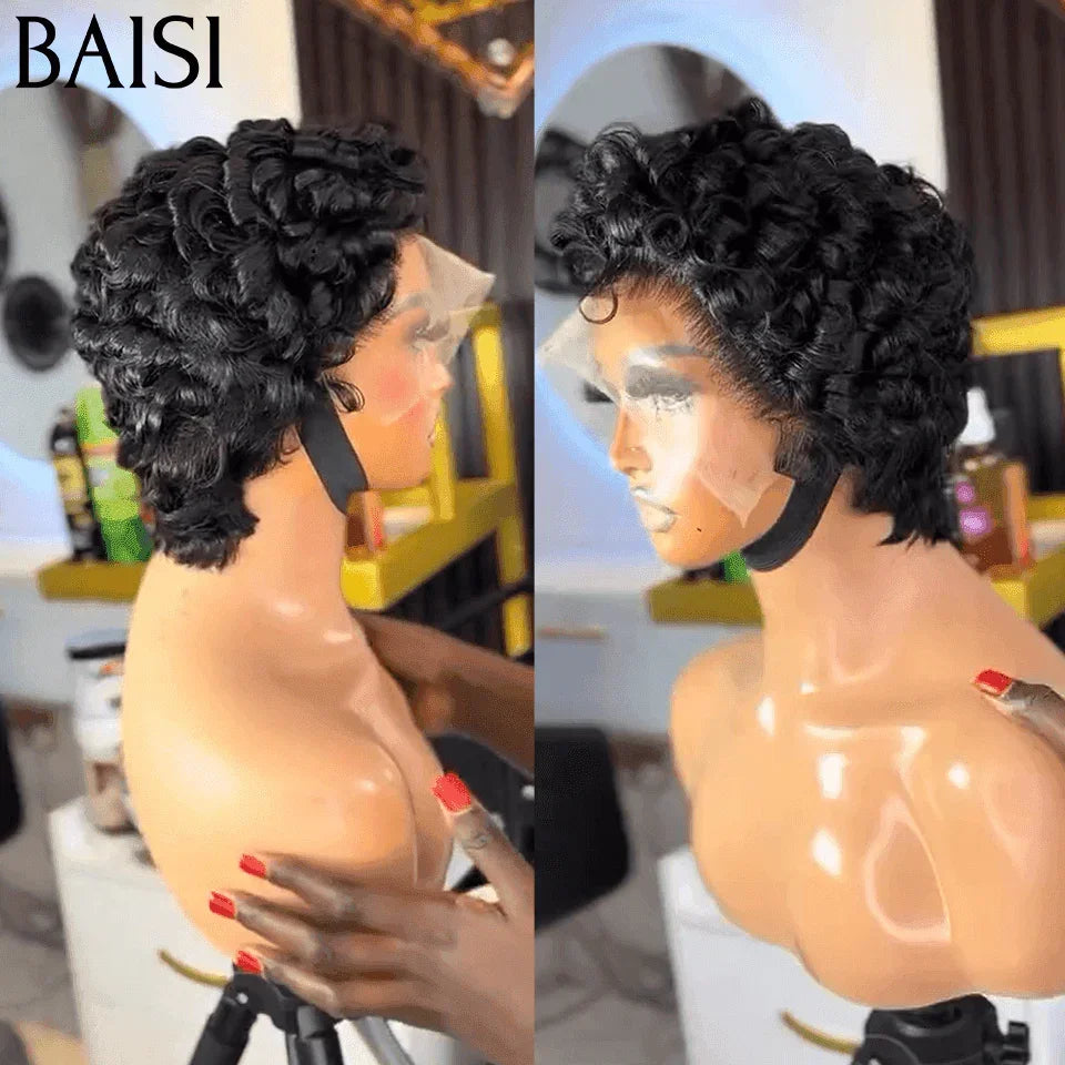 BAISI fournisseur Offre Flash 59€ Perruque FRONTALE Pixie Avec La Raie De Côté En Noir FR38