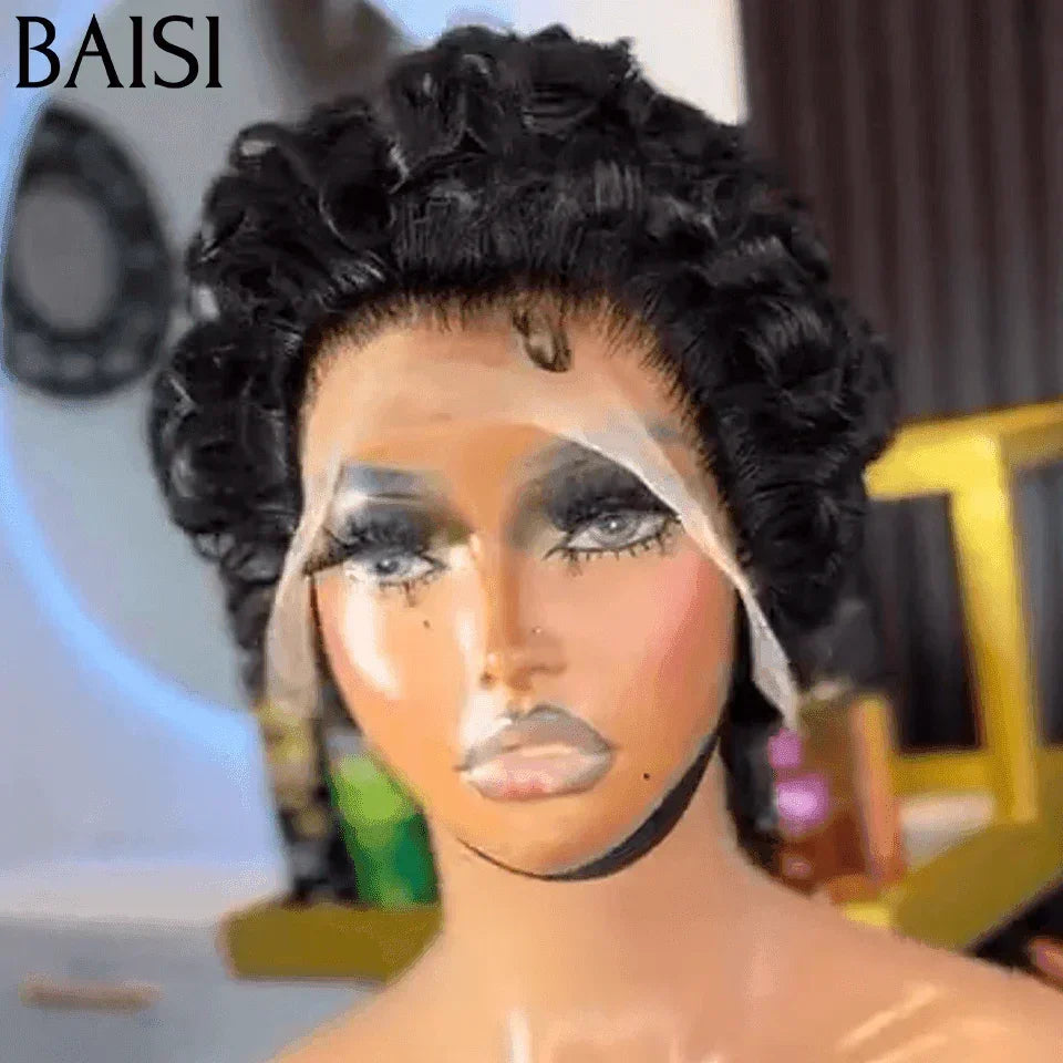 BAISI fournisseur Offre Flash 59€ Perruque FRONTALE Pixie Avec La Raie De Côté En Noir FR38