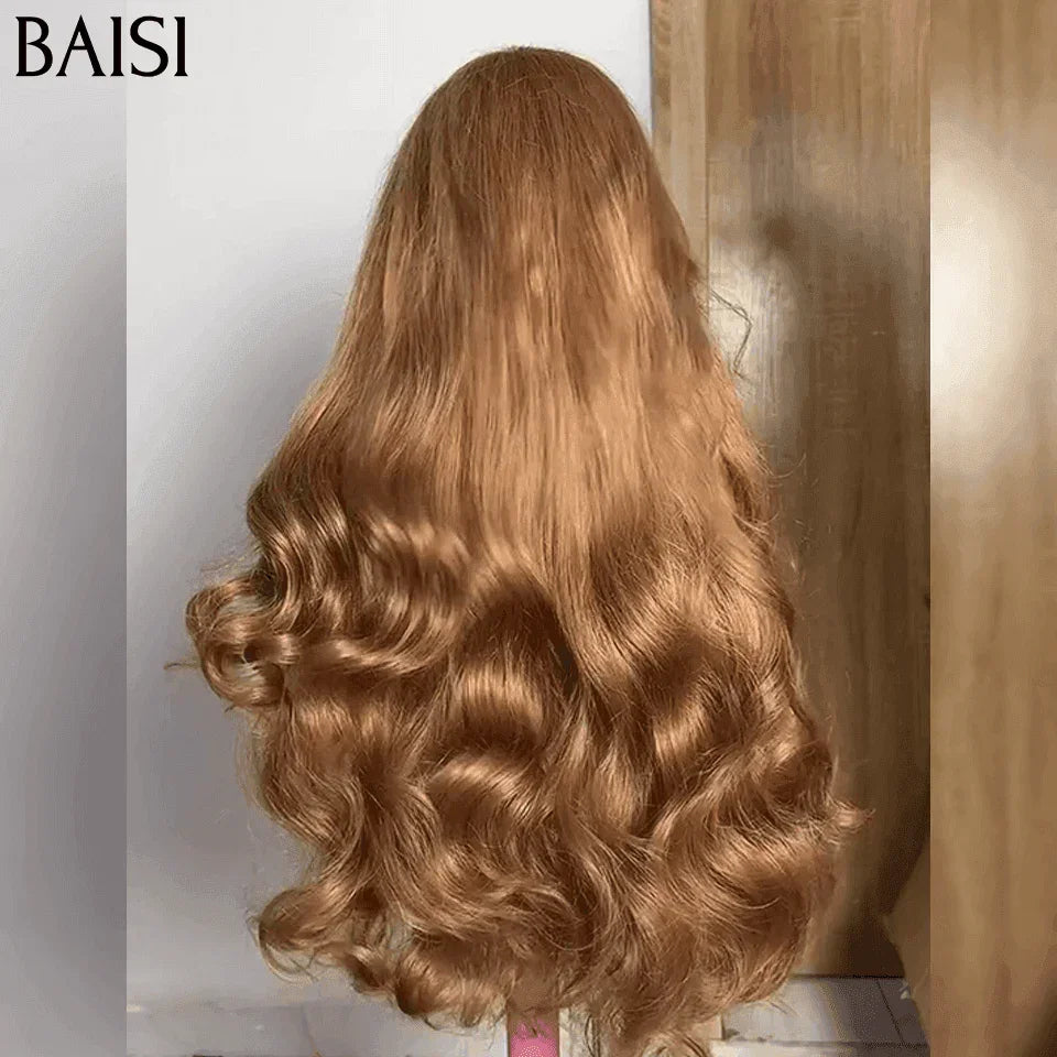 BAISI 13X4 Lace Natural Wave Perücke 20 Zoll in der Farbe Burgund 99J# oder Braun 4# 300 % Dichte in 100 % Echthaar BS50