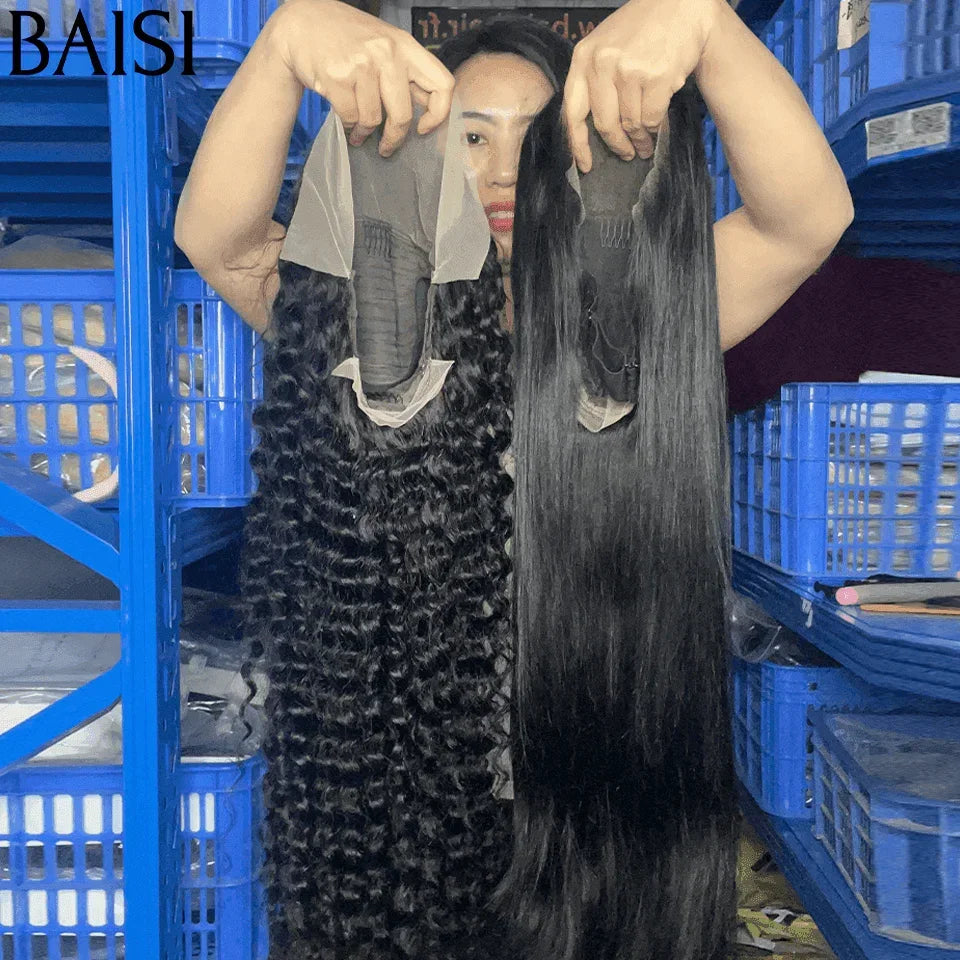 BAISI vente flash 2 perruques 300€ 13X4 lace curly et lisse en 100% vrais cheveux humains