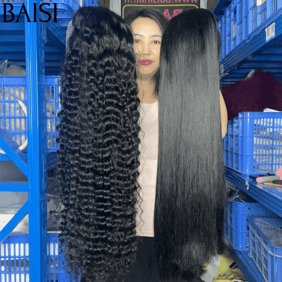 BAISI vente flash 2 perruques 300€ 13X4 lace curly et lisse en 100% vrais cheveux humains