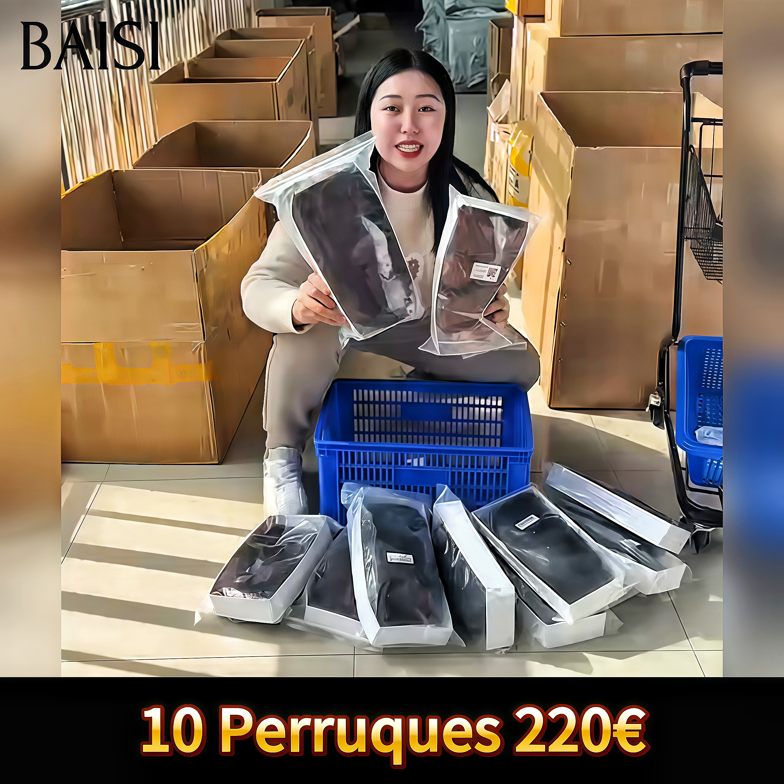 BAISI Prix Fournisseur Vente en gros 10 Perruques 220€ Le Dernier Panier en 100% Cheveux Humains