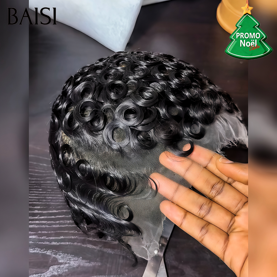 BAISI Pixie Frontale 13x4 lace tranparente 6 Pouce Promo 55€ perruque chioma 100% Cheveux Humains