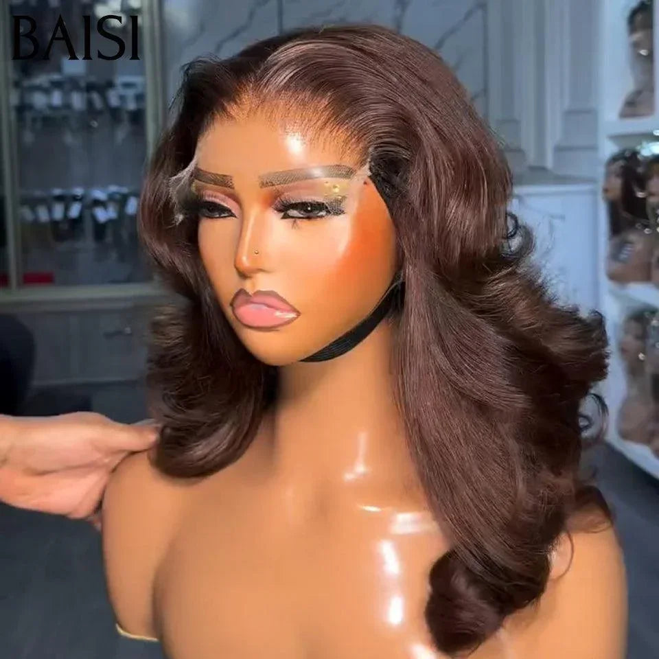 BAISI 300% densité Vietnam Hair en PROMO 5X5 Perruque Bob Bouncy Curl en 100% Cheveux Humains MP50