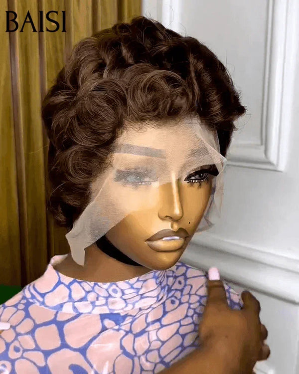 BAISI vente flash 2 Perruques 129€ 13X4 lace pixie noir et 4X4 lace lisse 8 poucesen 100% vrais cheveux humains FR38
